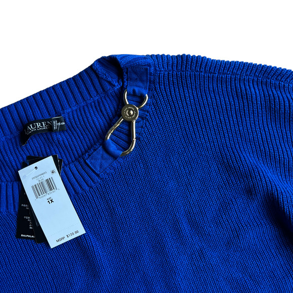 Lauren Ralph Lauren Blue Long Sleeve Crew Sweater NEW Women's 1X - Picture 5 of 6